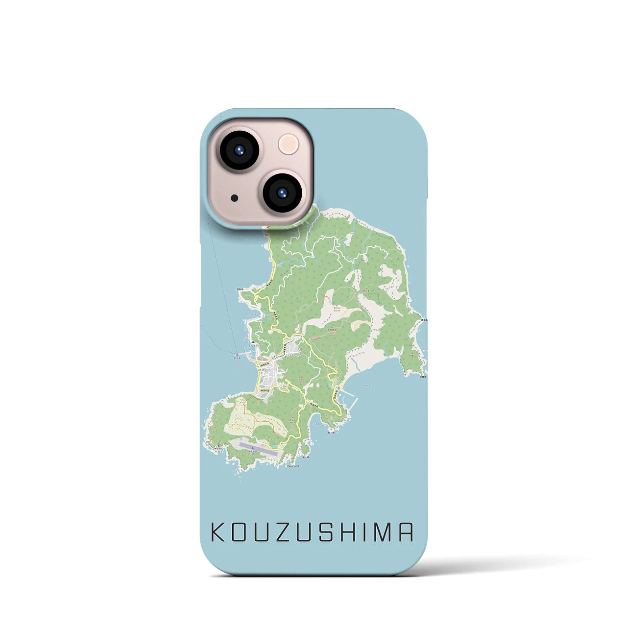 【神津島】地図柄iPhoneケース（バックカバータイプ・ナチュラル）iPhone 13 mini 用