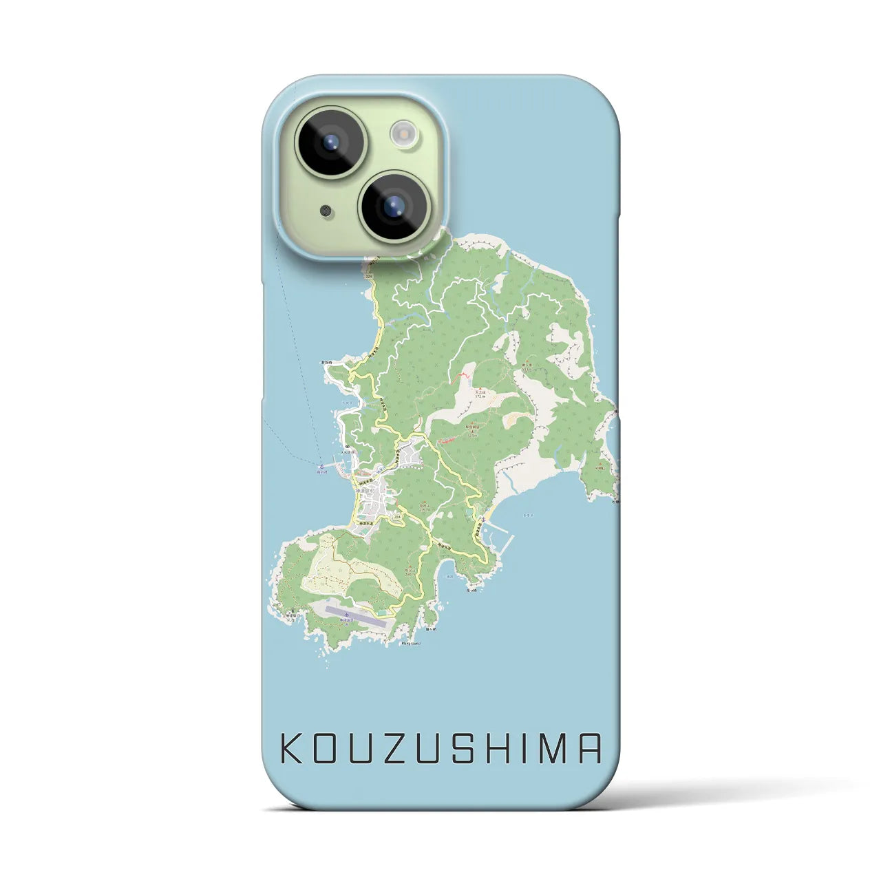 【神津島】地図柄iPhoneケース（バックカバータイプ・ナチュラル）iPhone 15 用