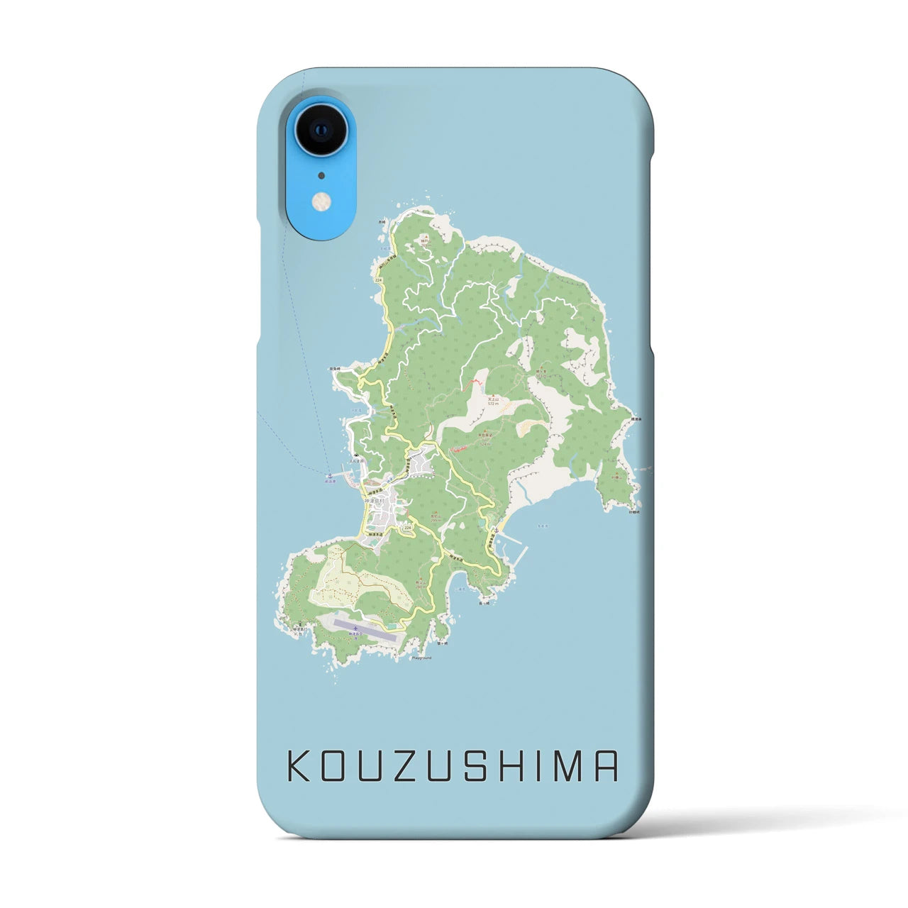 【神津島】地図柄iPhoneケース（バックカバータイプ・ナチュラル）iPhone XR 用