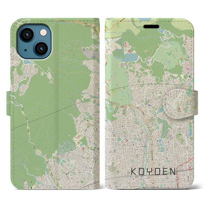 【甲陽園（兵庫県）】地図柄iPhoneケース（手帳タイプ）ナチュラル・iPhone 13 用