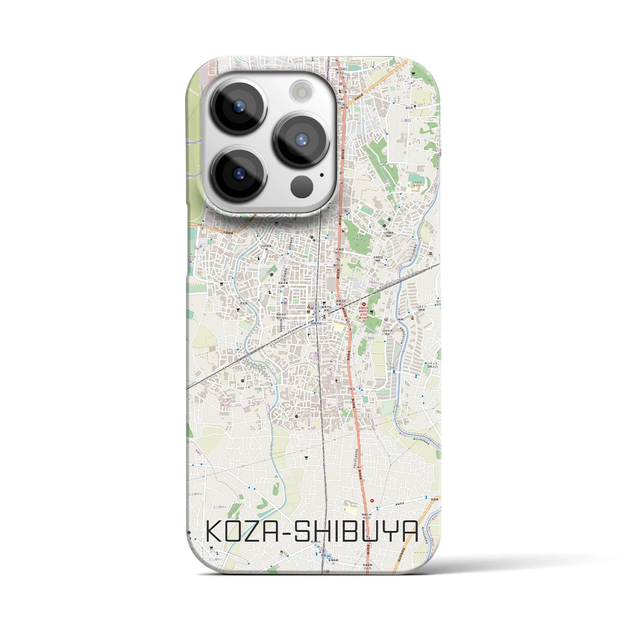 【高座渋谷】地図柄iPhoneケース（バックカバータイプ・ナチュラル）iPhone 14 Pro 用