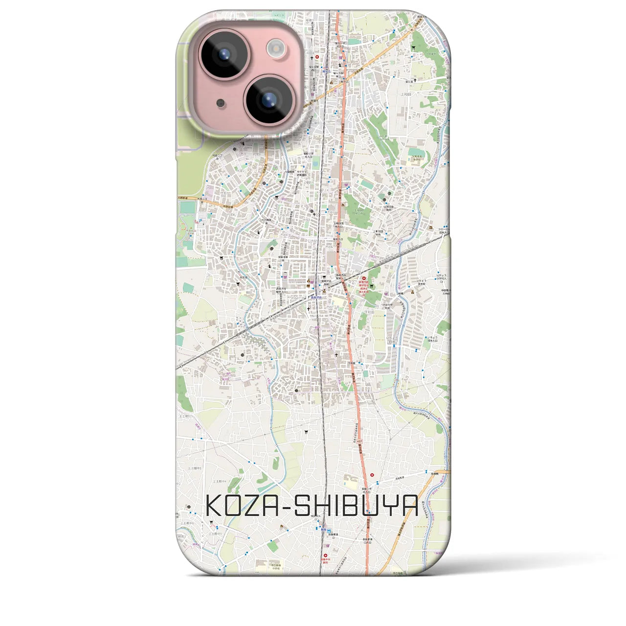【高座渋谷】地図柄iPhoneケース（バックカバータイプ・ナチュラル）iPhone 15 Plus 用