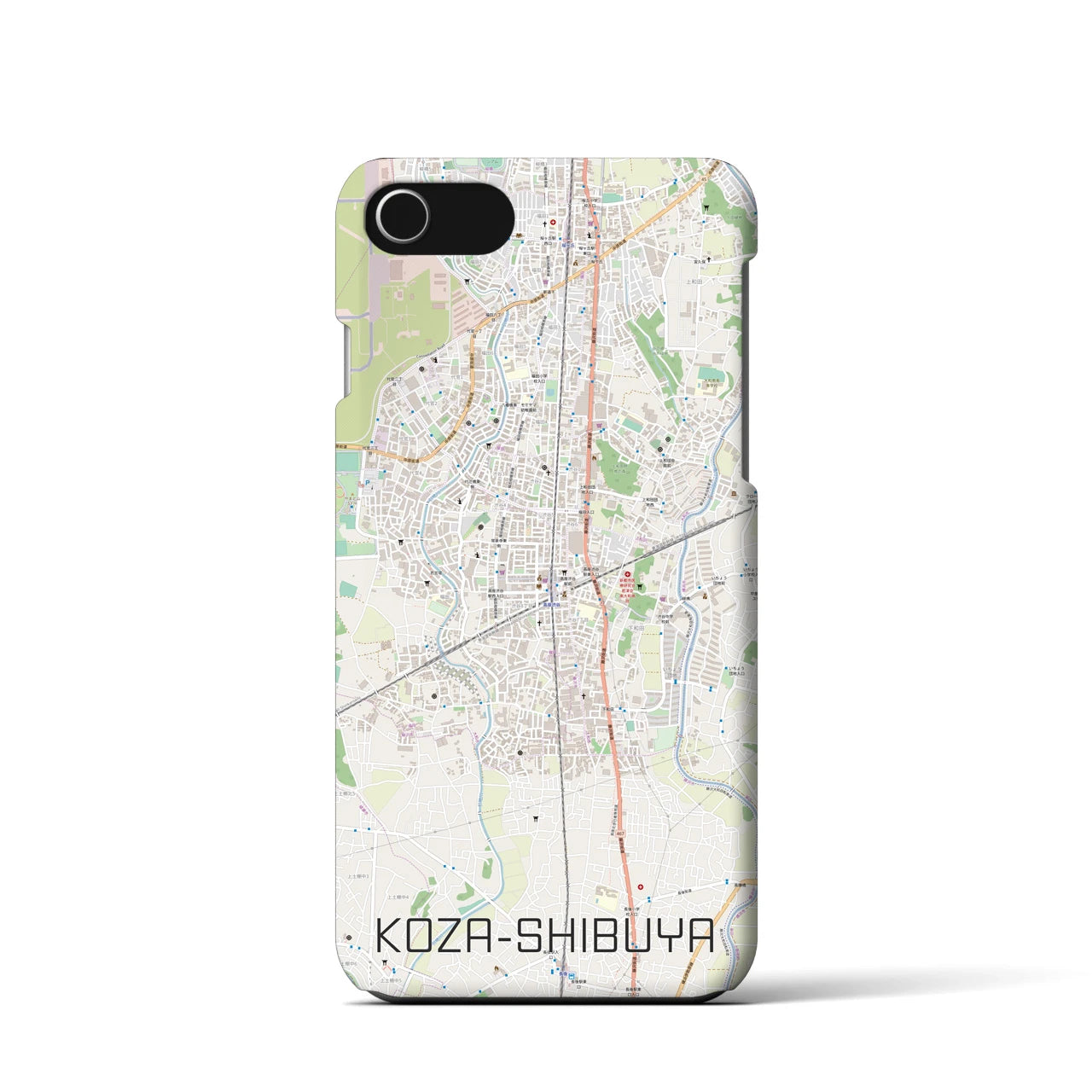 【高座渋谷】地図柄iPhoneケース（バックカバータイプ・ナチュラル）iPhone SE（第3 / 第2世代） / 8 / 7 / 6s / 6 用
