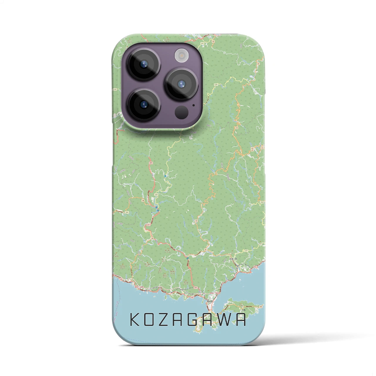 【古座川】地図柄iPhoneケース（バックカバータイプ・ナチュラル）iPhone 14 Pro 用
