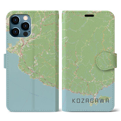 【古座川（和歌山県）】地図柄iPhoneケース（手帳タイプ）ナチュラル・iPhone 12 / 12 Pro 用