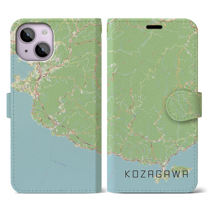 【古座川（和歌山県）】地図柄iPhoneケース（手帳タイプ）ナチュラル・iPhone 14 用