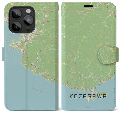 【古座川（和歌山県）】地図柄iPhoneケース（手帳タイプ）ナチュラル・iPhone 15 Pro Max 用