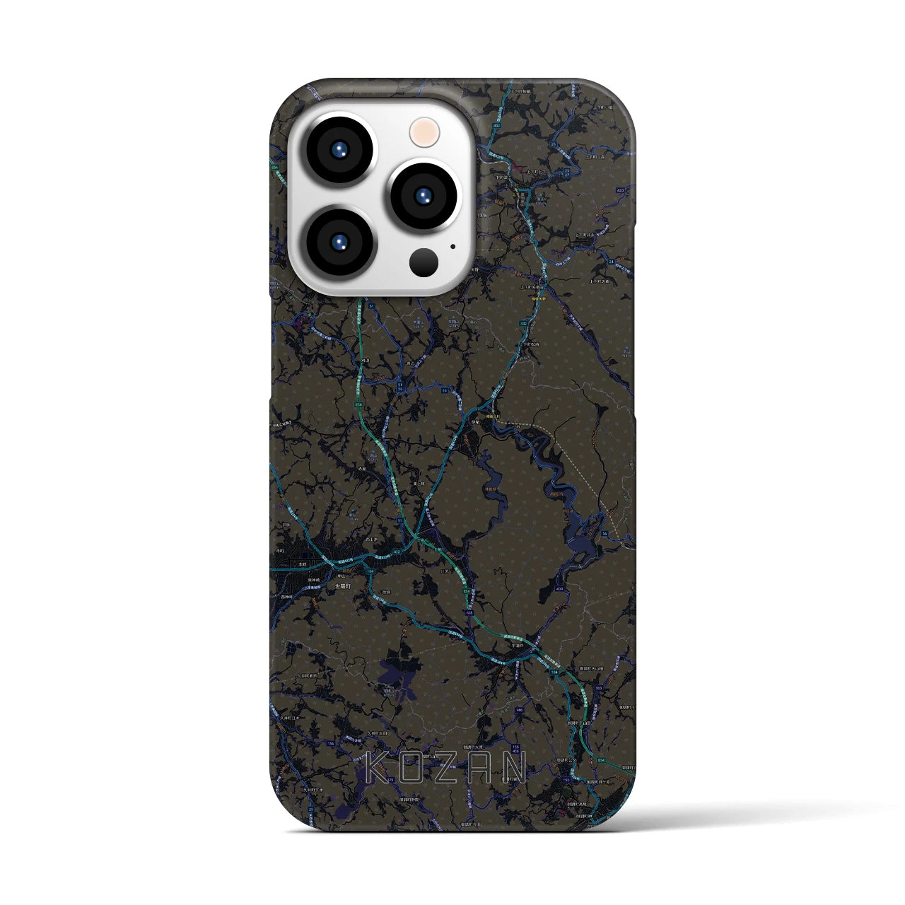 【甲山】地図柄iPhoneケース（バックカバータイプ・ブラック）iPhone 13 Pro 用