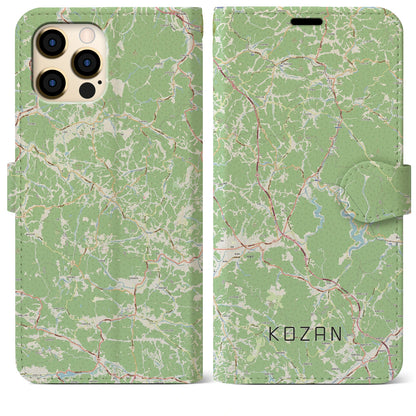 【甲山（広島県）】地図柄iPhoneケース（手帳タイプ）ナチュラル・iPhone 12 Pro Max 用