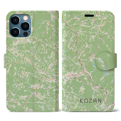【甲山（広島県）】地図柄iPhoneケース（手帳タイプ）ナチュラル・iPhone 12 / 12 Pro 用