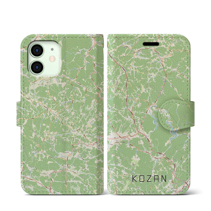 【甲山（広島県）】地図柄iPhoneケース（手帳タイプ）ナチュラル・iPhone 12 mini 用