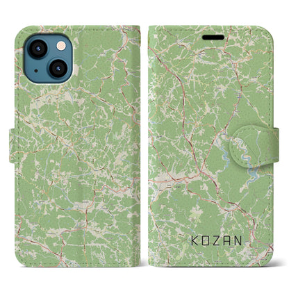 【甲山（広島県）】地図柄iPhoneケース（手帳タイプ）ナチュラル・iPhone 13 用