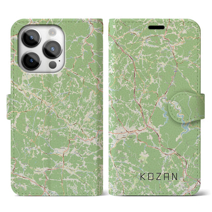 【甲山（広島県）】地図柄iPhoneケース（手帳タイプ）ナチュラル・iPhone 14 Pro 用