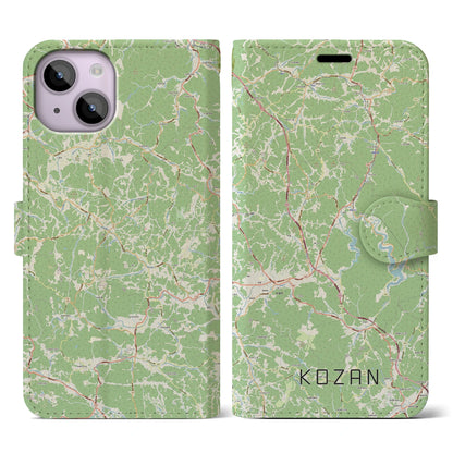 【甲山（広島県）】地図柄iPhoneケース（手帳タイプ）ナチュラル・iPhone 14 用