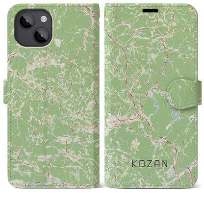 【甲山（広島県）】地図柄iPhoneケース（手帳タイプ）ナチュラル・iPhone 14 Plus 用