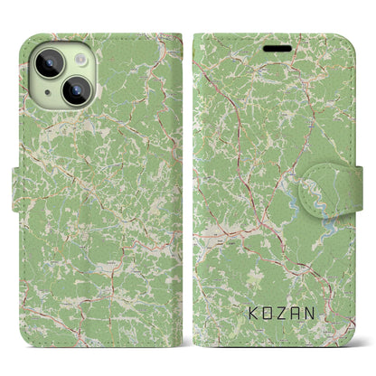 【甲山（広島県）】地図柄iPhoneケース（手帳タイプ）ナチュラル・iPhone 15 用