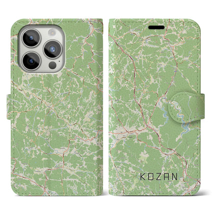 【甲山（広島県）】地図柄iPhoneケース（手帳タイプ）ナチュラル・iPhone 15 Pro 用