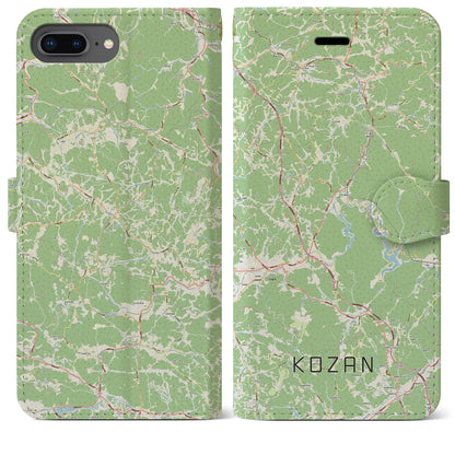 【甲山（広島県）】地図柄iPhoneケース（手帳タイプ）ナチュラル・iPhone 8Plus /7Plus / 6sPlus / 6Plus 用