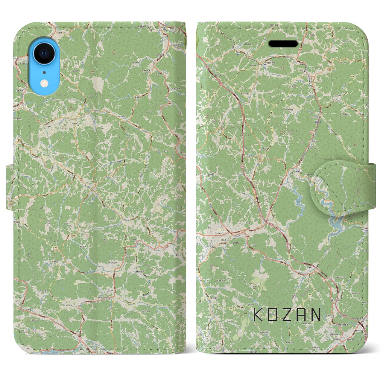 【甲山】地図柄iPhoneケース（手帳両面タイプ・ナチュラル）iPhone XR 用