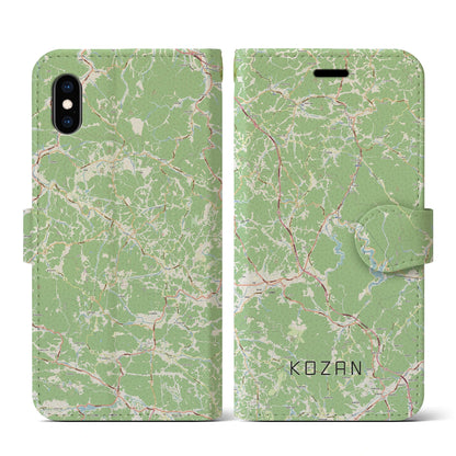 【甲山（広島県）】地図柄iPhoneケース（手帳タイプ）ナチュラル・iPhone XS / X 用