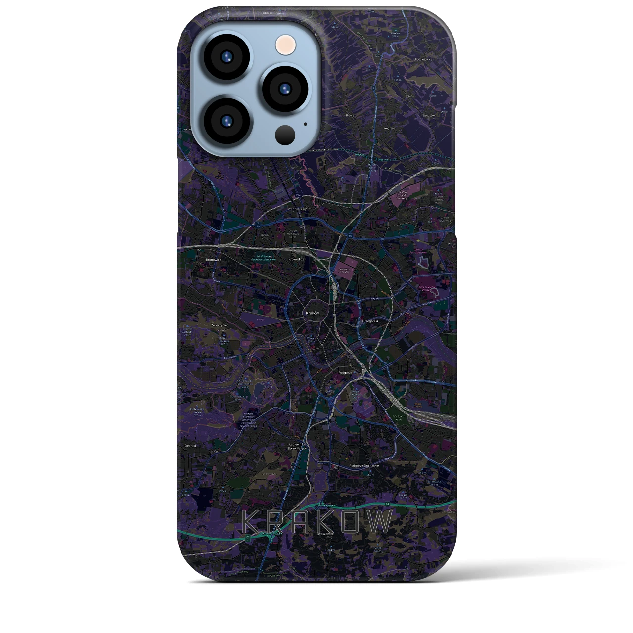 【クラクフ】地図柄iPhoneケース（バックカバータイプ・ブラック）iPhone 13 Pro Max 用
