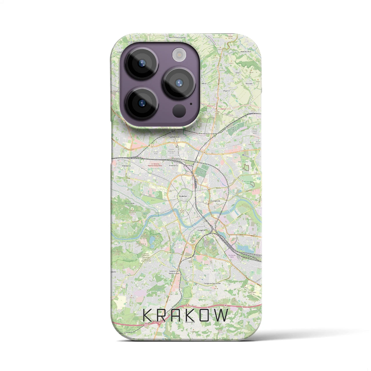 【クラクフ】地図柄iPhoneケース（バックカバータイプ・ナチュラル）iPhone 14 Pro 用