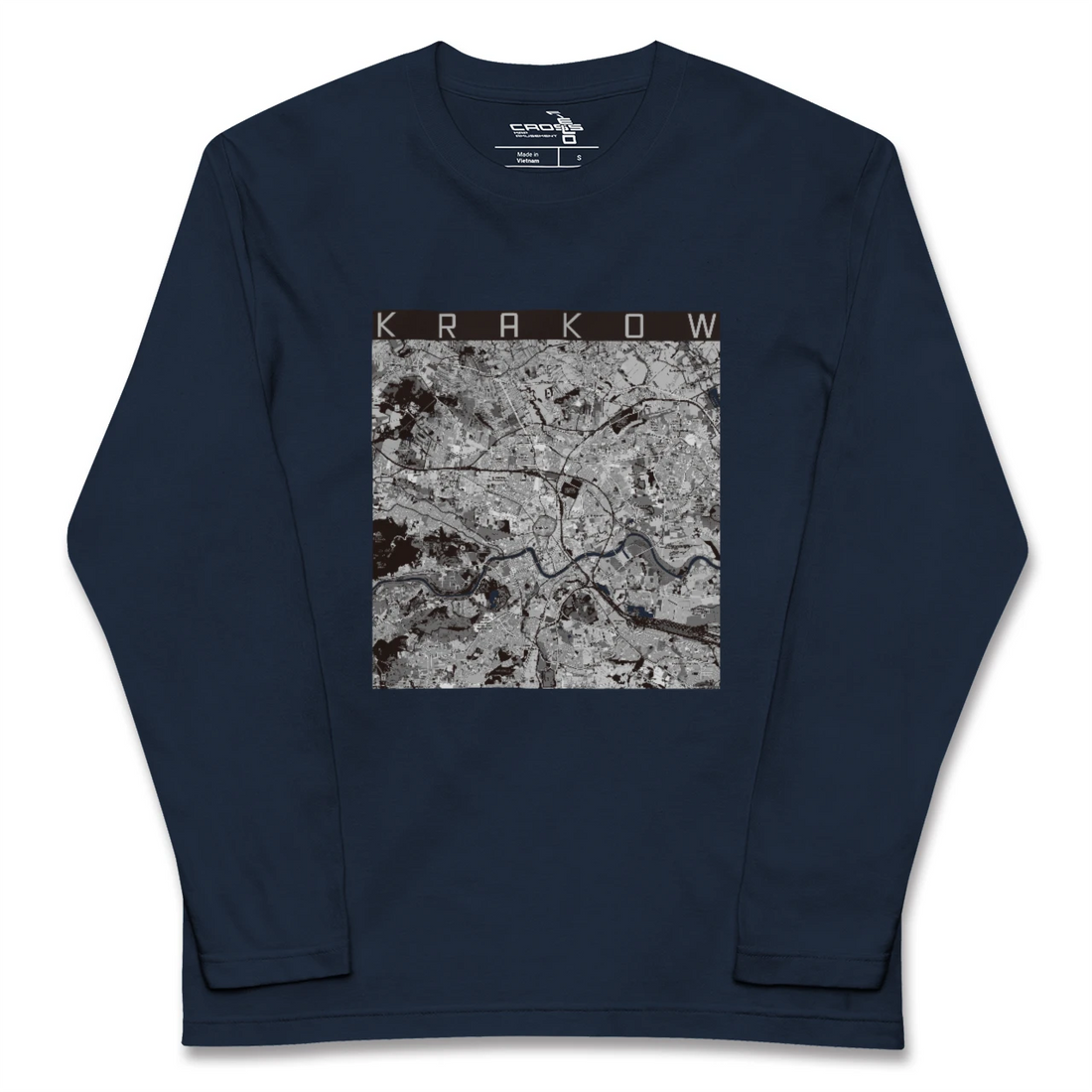 【クラクフ(ポーランド)】地図柄ロングスリーブTシャツ