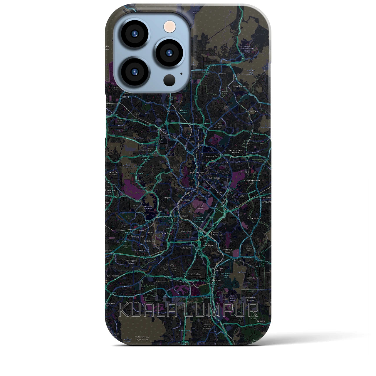 【クアラルンプール】地図柄iPhoneケース（バックカバータイプ・ブラック）iPhone 13 Pro Max 用
