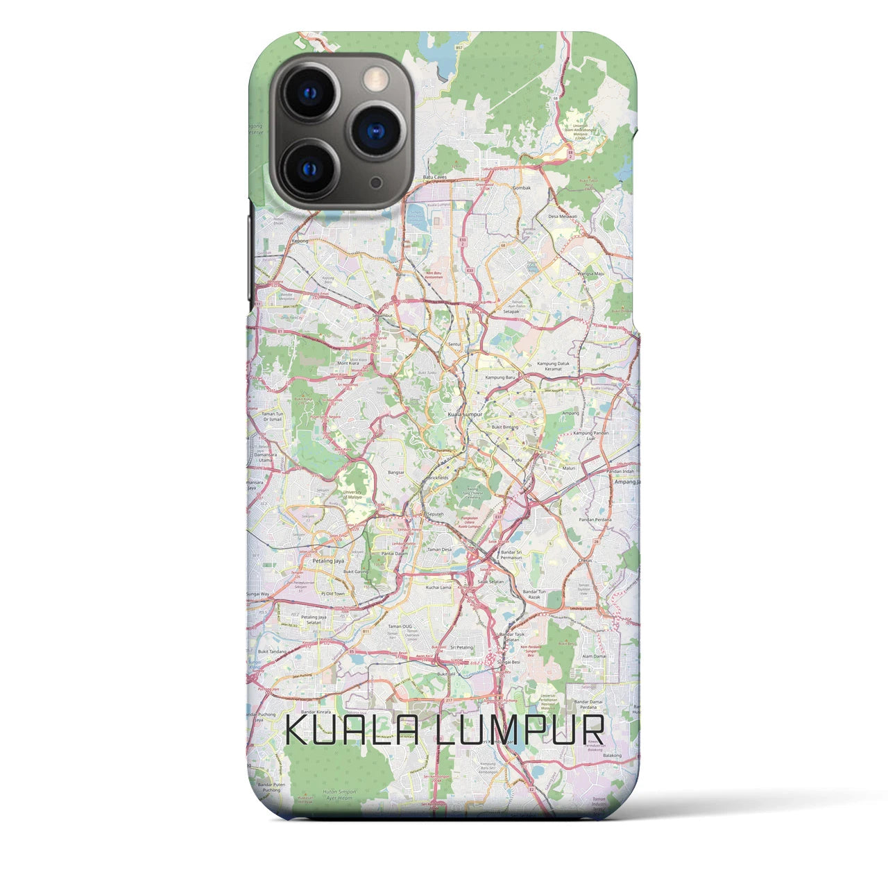 【クアラルンプール】地図柄iPhoneケース（バックカバータイプ・ナチュラル）iPhone 11 Pro Max 用
