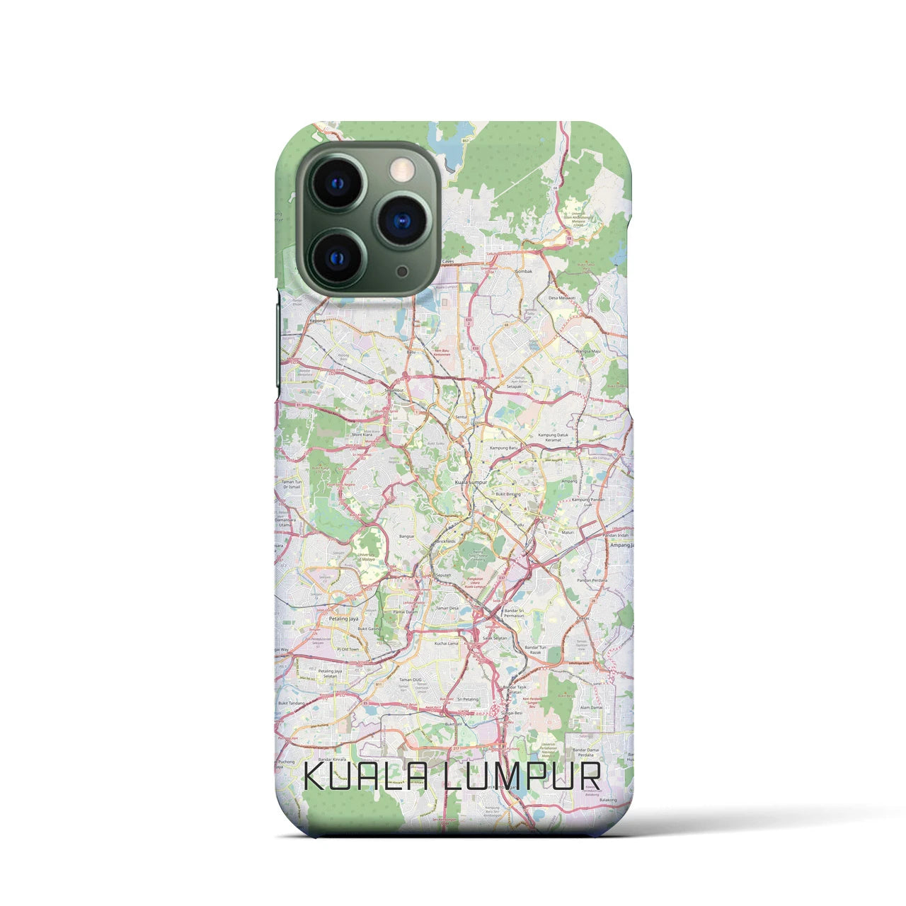 【クアラルンプール】地図柄iPhoneケース（バックカバータイプ・ナチュラル）iPhone 11 Pro 用