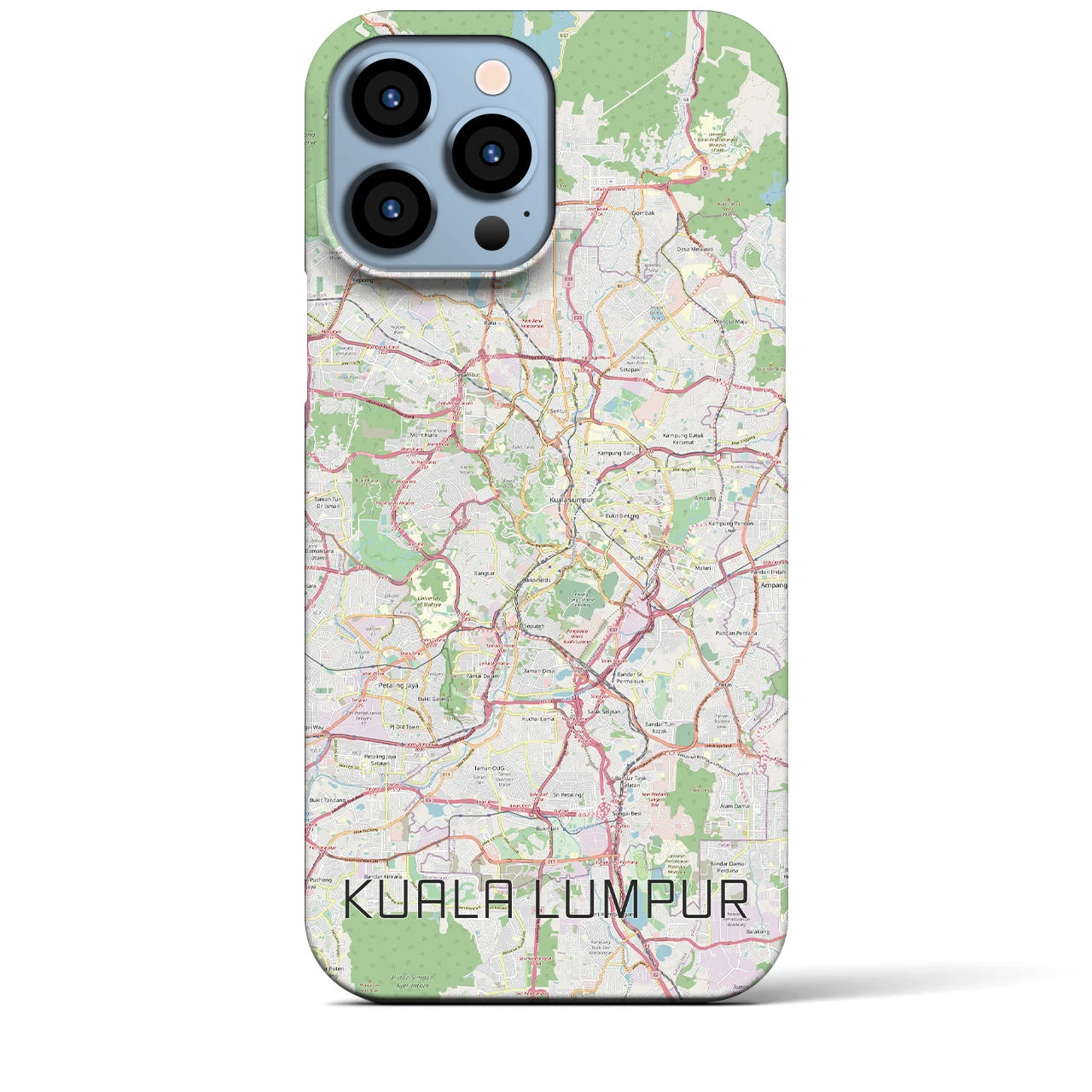 【クアラルンプール】地図柄iPhoneケース（バックカバータイプ・ナチュラル）iPhone 13 Pro Max 用