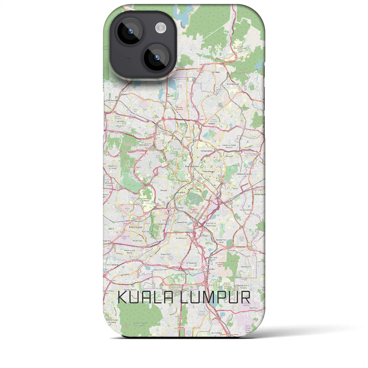 【クアラルンプール】地図柄iPhoneケース（バックカバータイプ・ナチュラル）iPhone 14 Plus 用