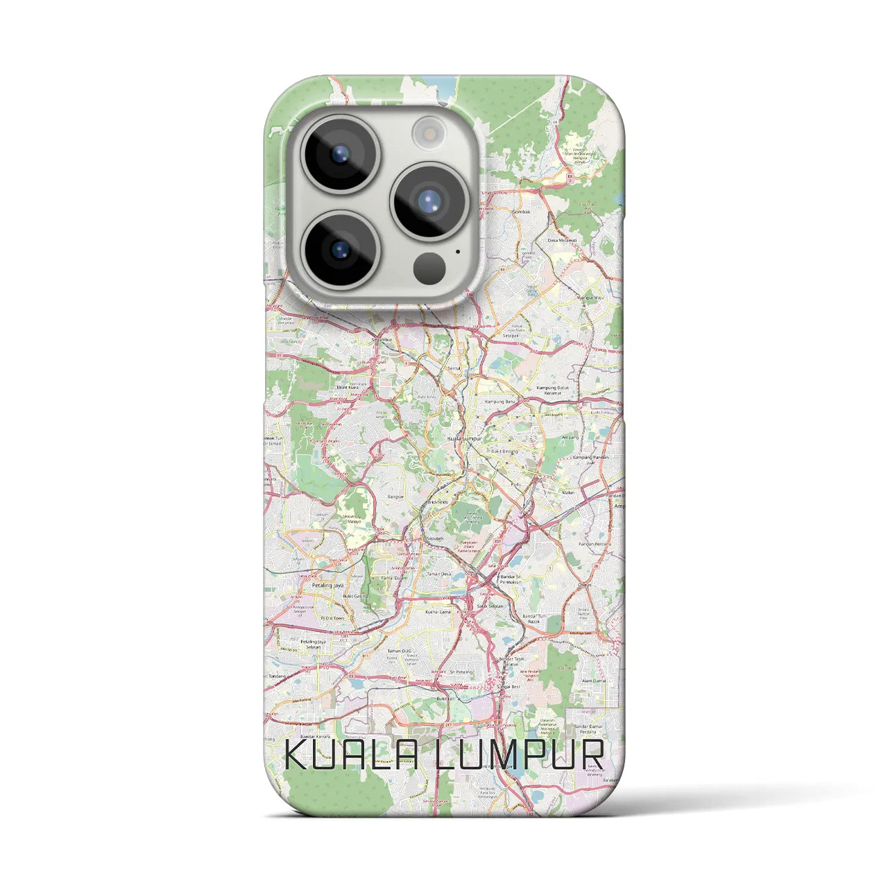 【クアラルンプール】地図柄iPhoneケース（バックカバータイプ・ナチュラル）iPhone 15 Pro 用
