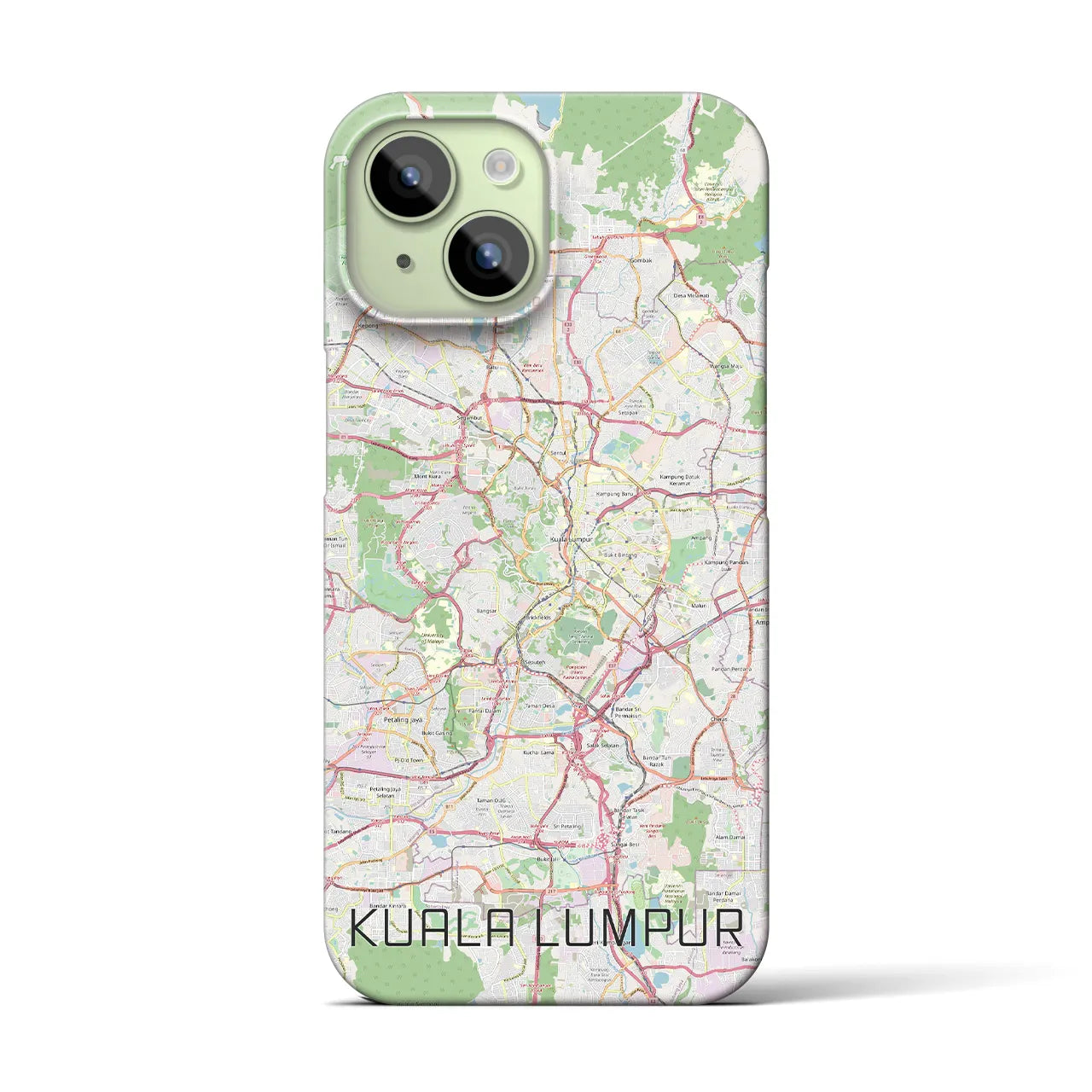 【クアラルンプール】地図柄iPhoneケース（バックカバータイプ・ナチュラル）iPhone 15 用