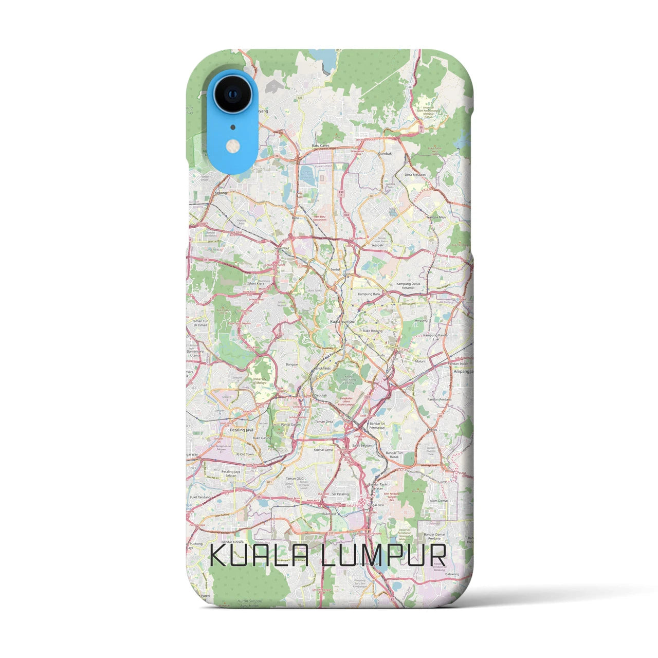 【クアラルンプール】地図柄iPhoneケース（バックカバータイプ・ナチュラル）iPhone XR 用