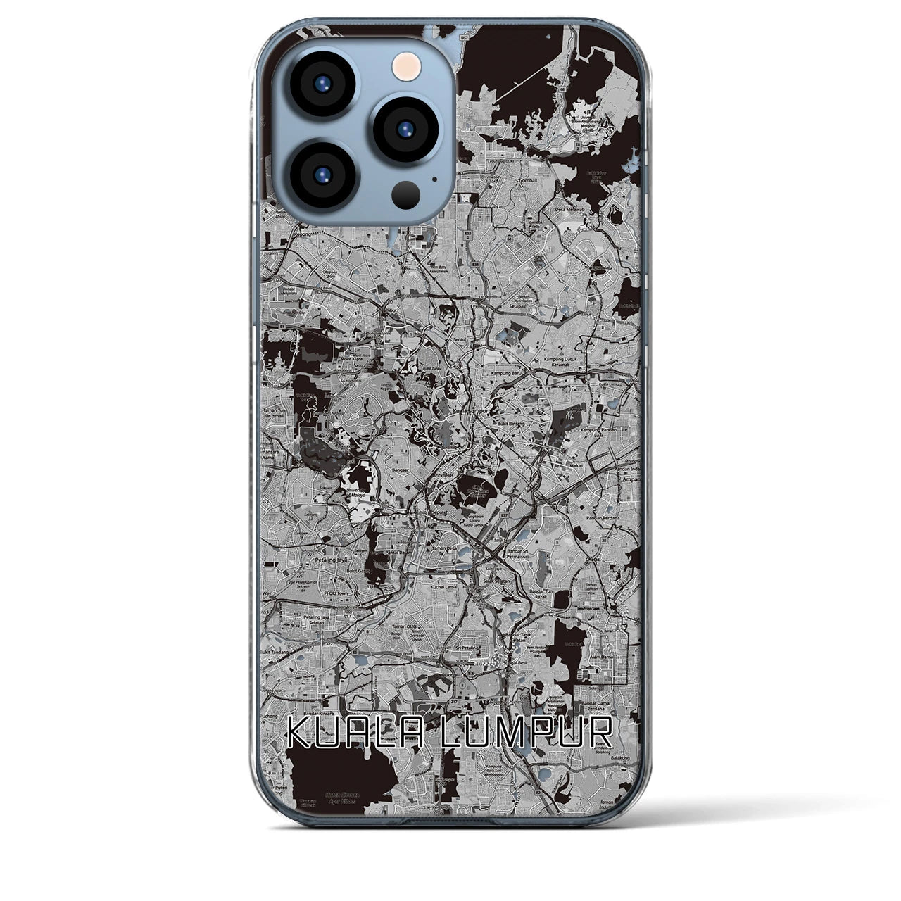 【クアラルンプール】地図柄iPhoneケース（クリアタイプ・モノトーン）iPhone 13 Pro Max 用