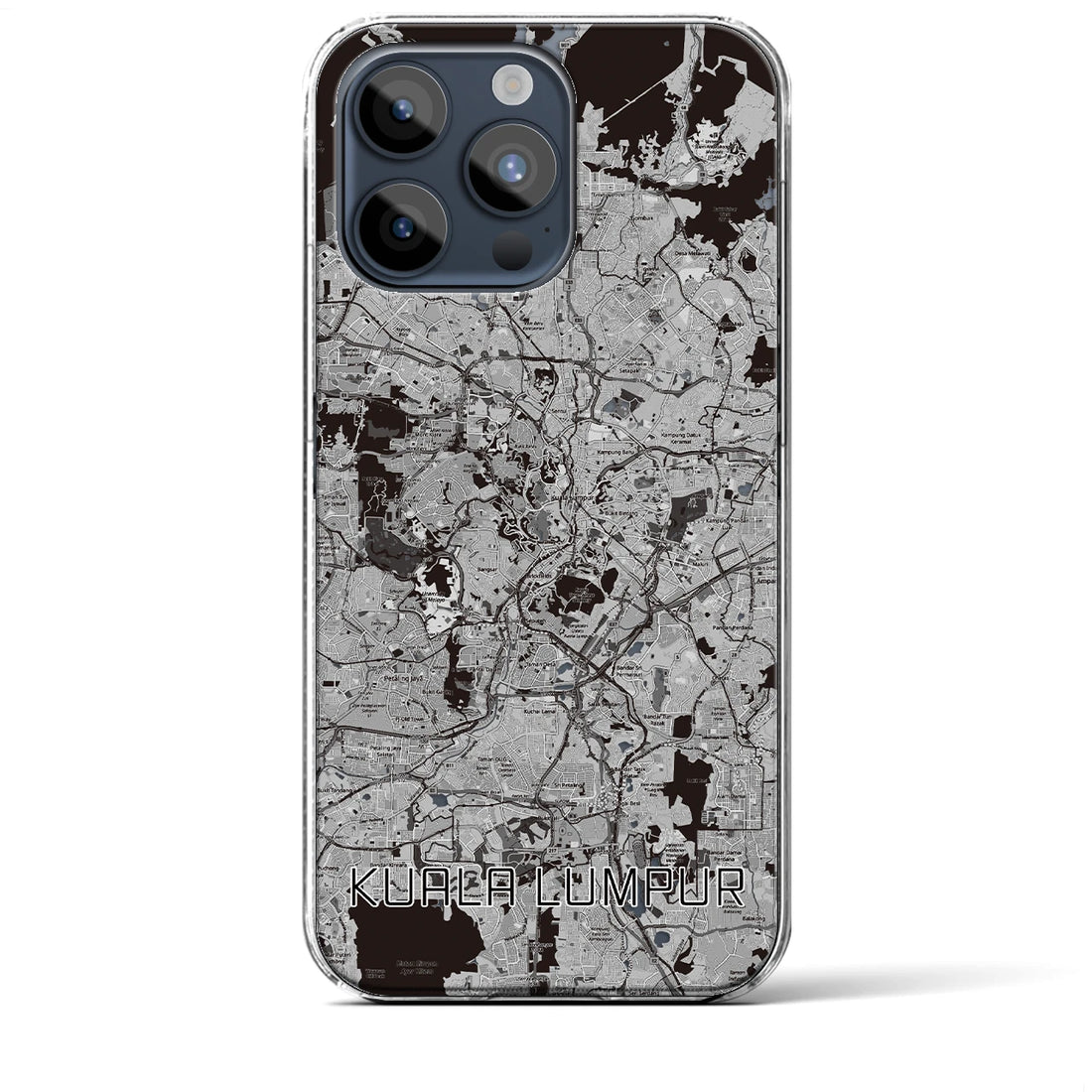 【クアラルンプール】地図柄iPhoneケース（クリアタイプ・モノトーン）iPhone 15 Pro Max 用
