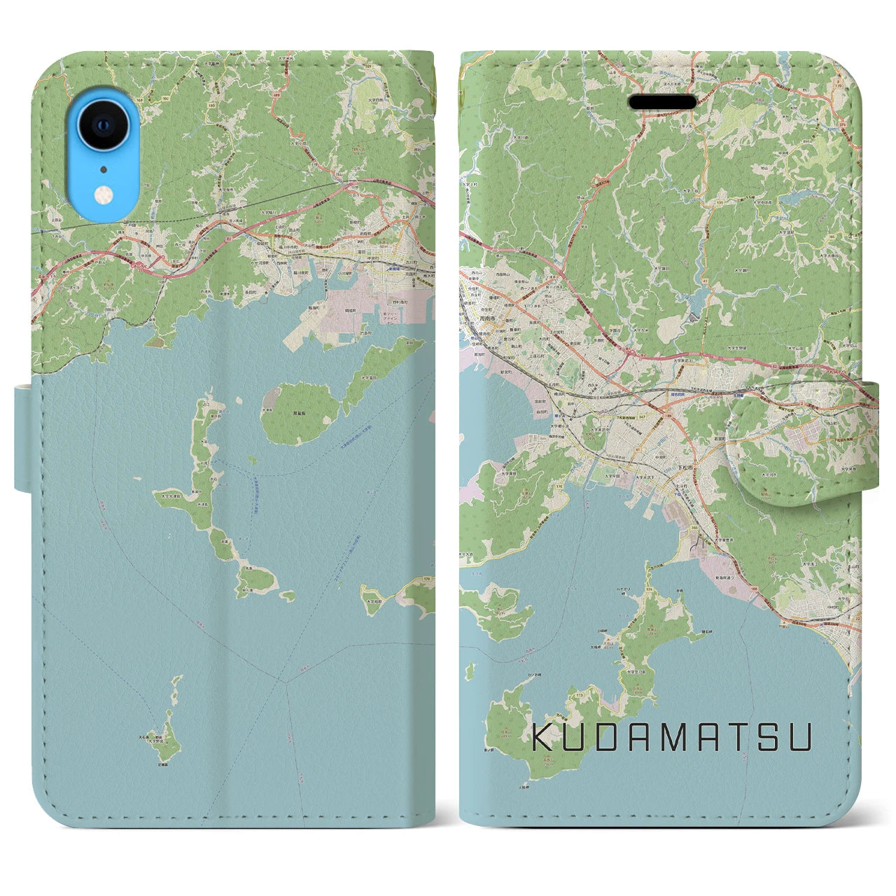 【下松】地図柄iPhoneケース（手帳両面タイプ・ナチュラル）iPhone XR 用