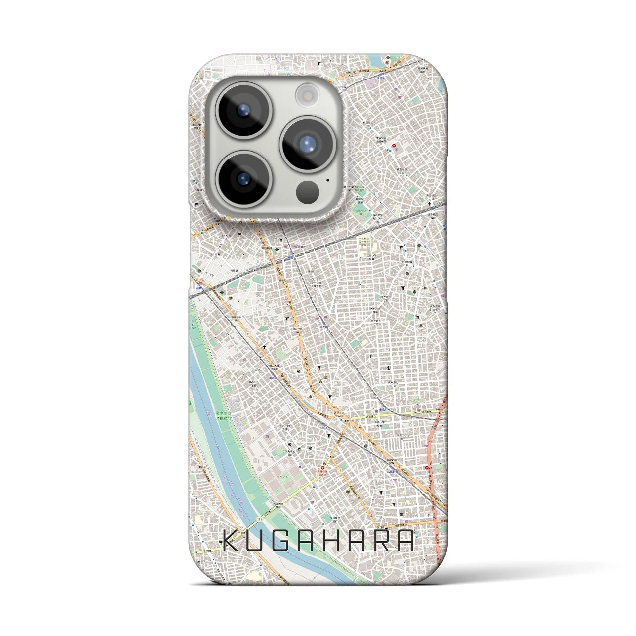 【久が原】地図柄iPhoneケース（バックカバータイプ・ナチュラル）iPhone 15 Pro 用