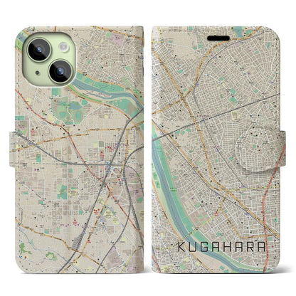 【久が原（東京都）】地図柄iPhoneケース（手帳タイプ）ナチュラル・iPhone 15 用