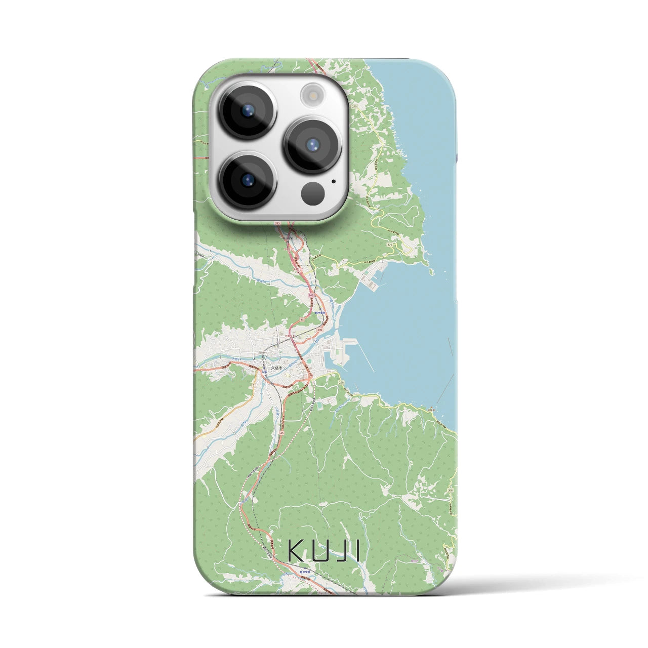【久慈】地図柄iPhoneケース（バックカバータイプ・ナチュラル）iPhone 14 Pro 用