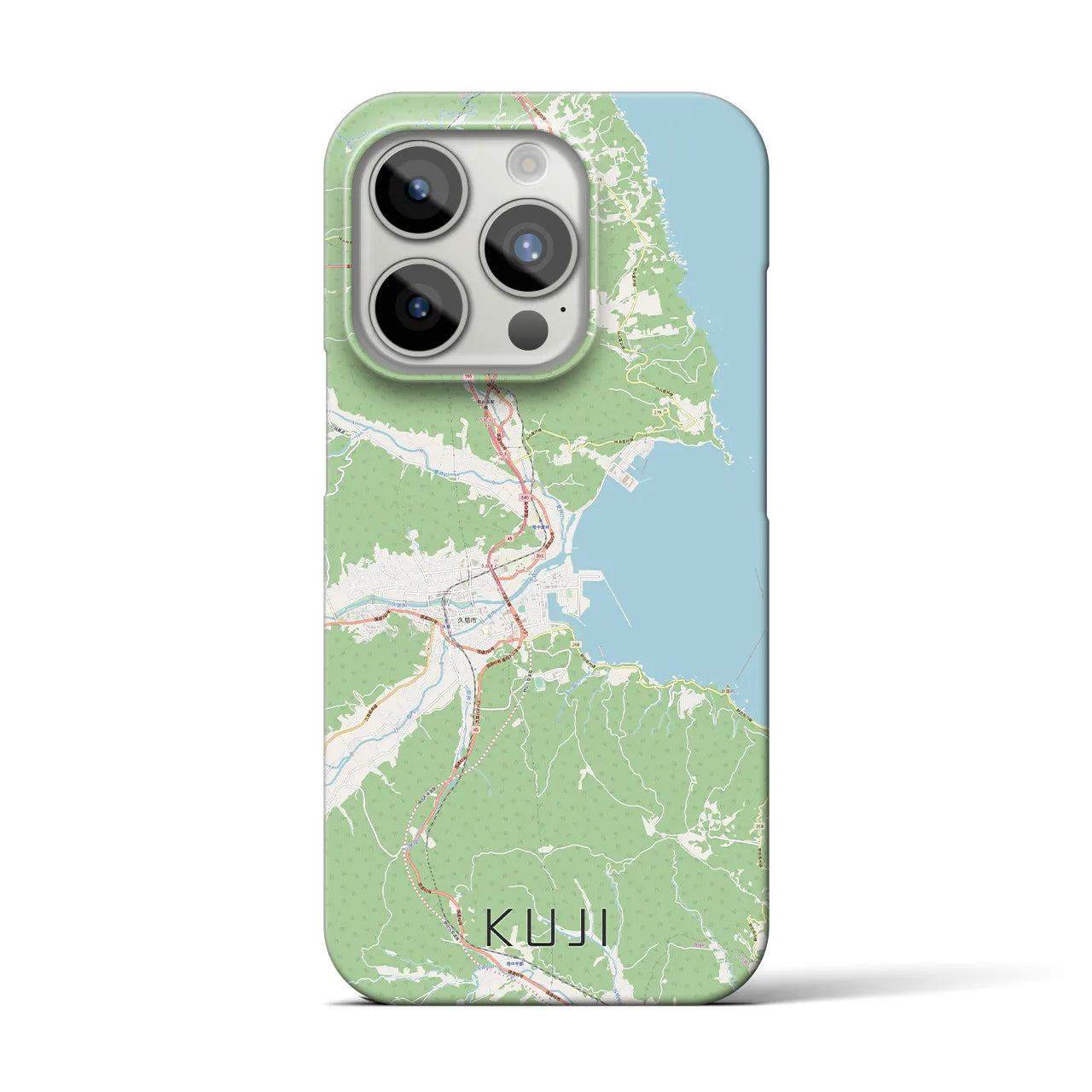【久慈】地図柄iPhoneケース（バックカバータイプ・ナチュラル）iPhone 15 Pro 用