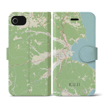 【久慈（岩手県）】地図柄iPhoneケース（手帳タイプ）ナチュラル・iPhone SE（第3 / 第2世代） / 8 / 7 / 6s / 6 用