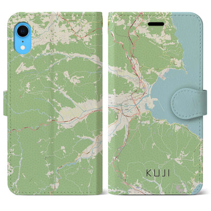 【久慈（岩手県）】地図柄iPhoneケース（手帳タイプ）ナチュラル・iPhone XR 用