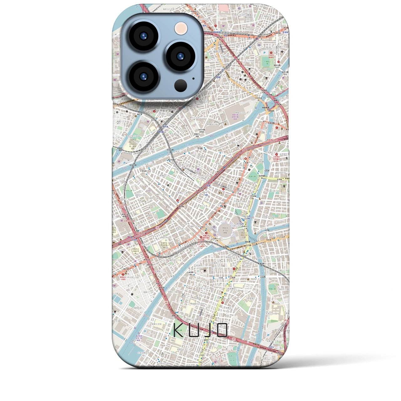 【九条（大阪府）】地図柄iPhoneケース（バックカバータイプ・ナチュラル）iPhone 13 Pro Max 用