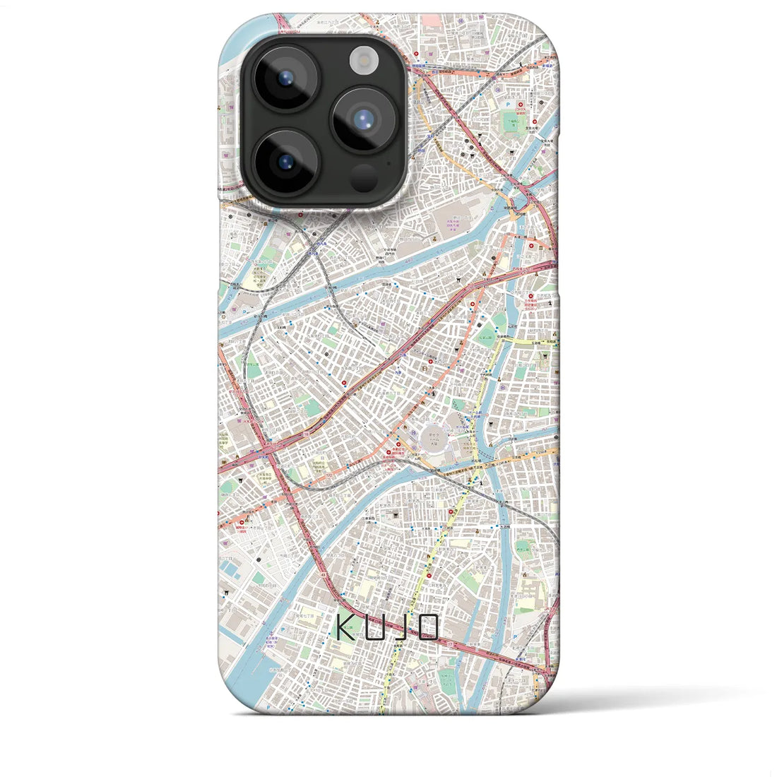 【九条（大阪府）】地図柄iPhoneケース（バックカバータイプ・ナチュラル）iPhone 15 Pro Max 用