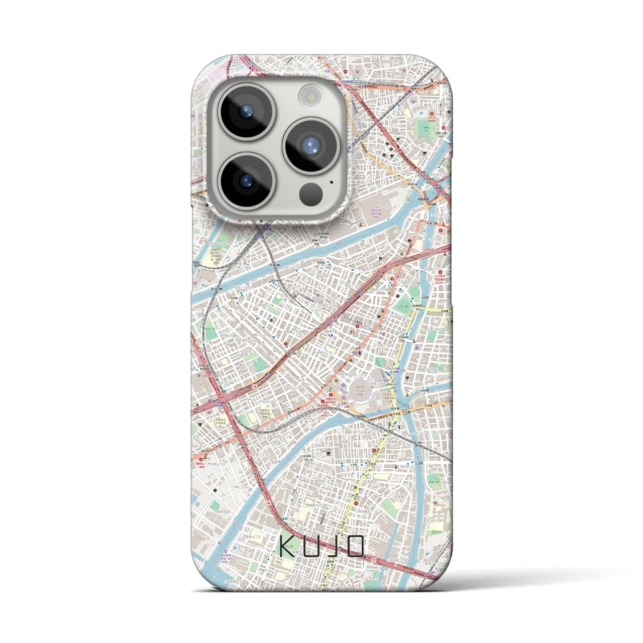 【九条（大阪府）】地図柄iPhoneケース（バックカバータイプ・ナチュラル）iPhone 15 Pro 用