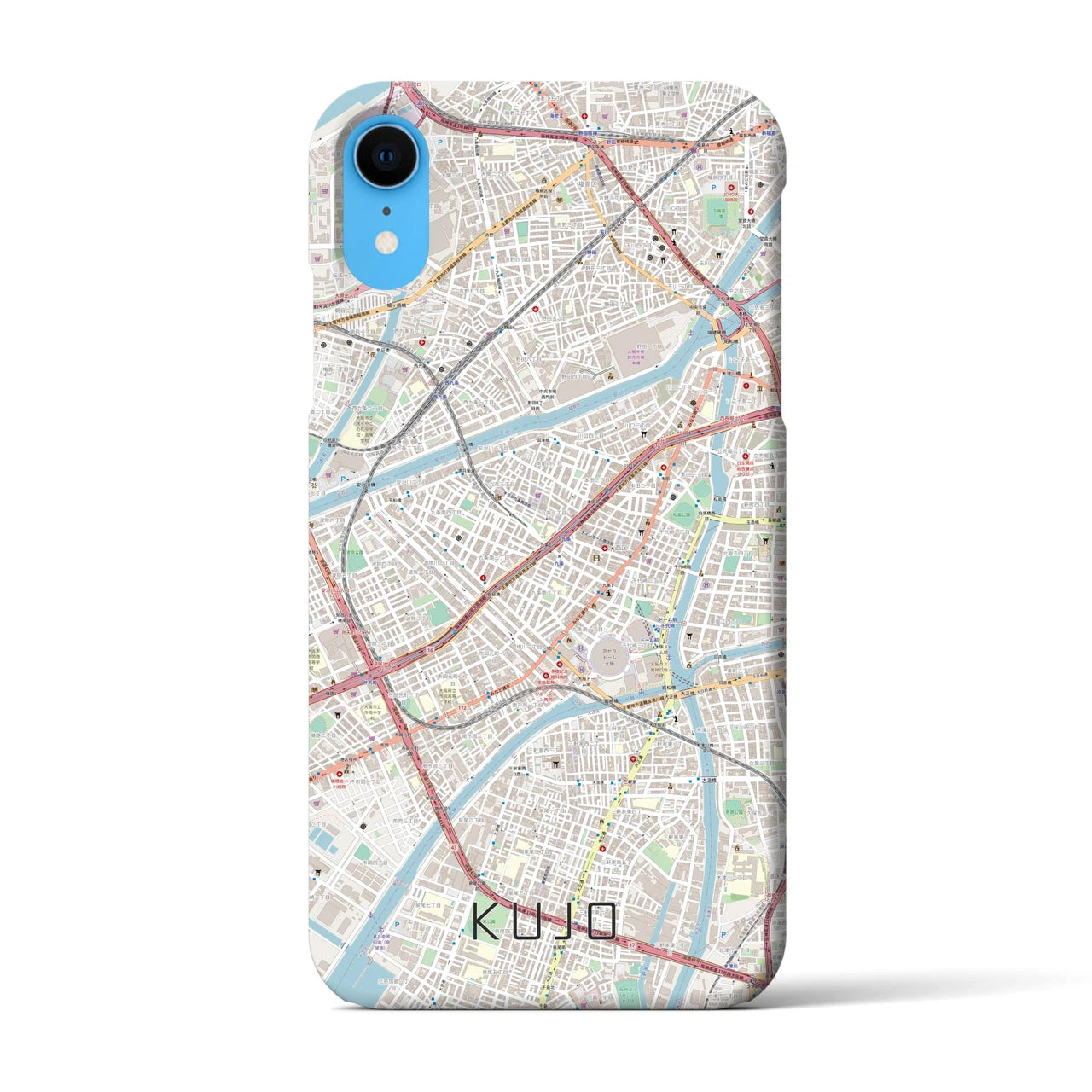 【九条（大阪府）】地図柄iPhoneケース（バックカバータイプ・ナチュラル）iPhone XR 用