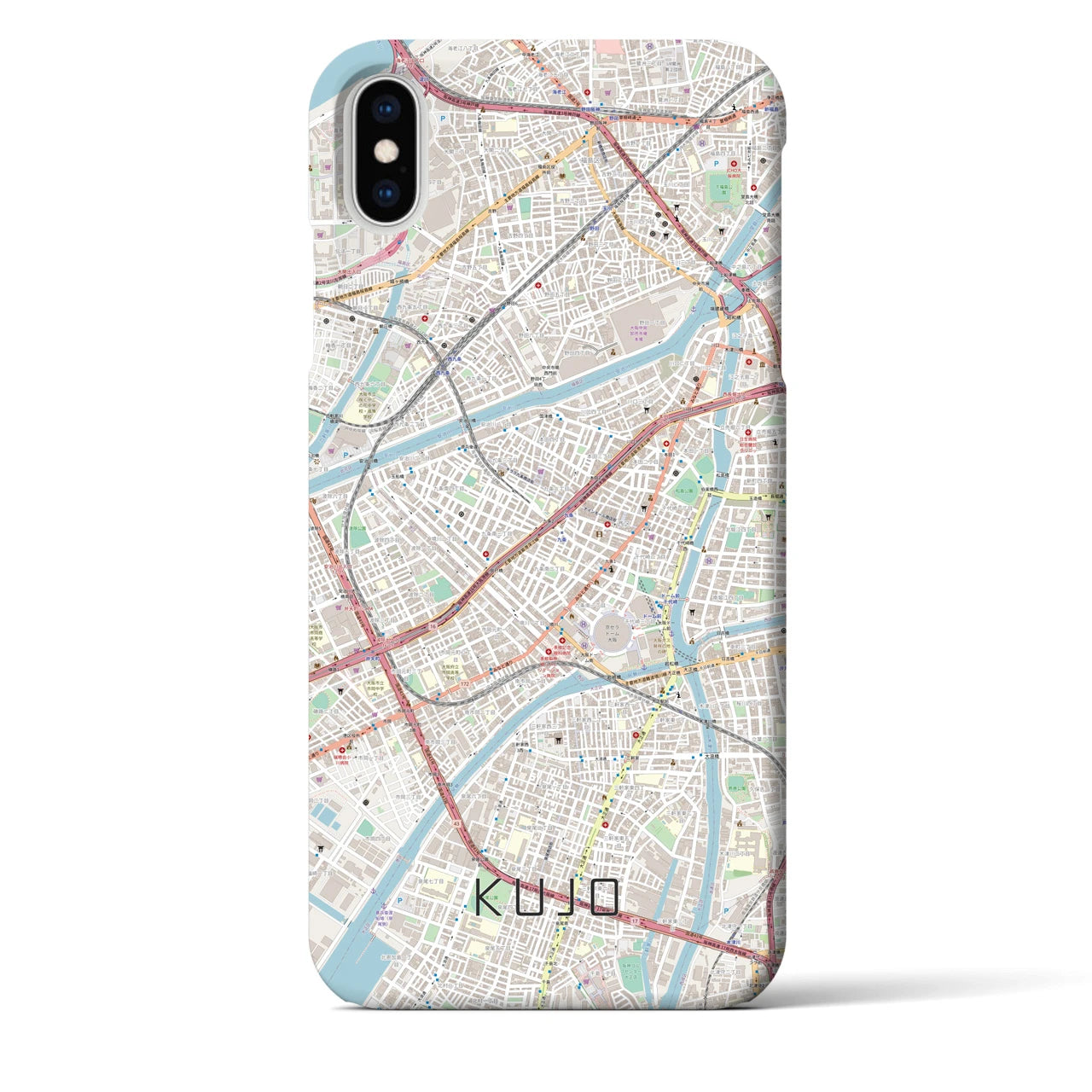 【九条（大阪府）】地図柄iPhoneケース（バックカバータイプ・ナチュラル）iPhone XS Max 用