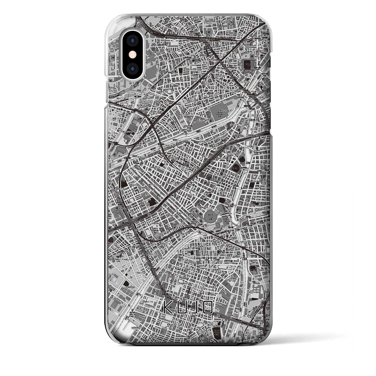 【九条（大阪府）】地図柄iPhoneケース（クリアタイプ・モノトーン）iPhone XS Max 用